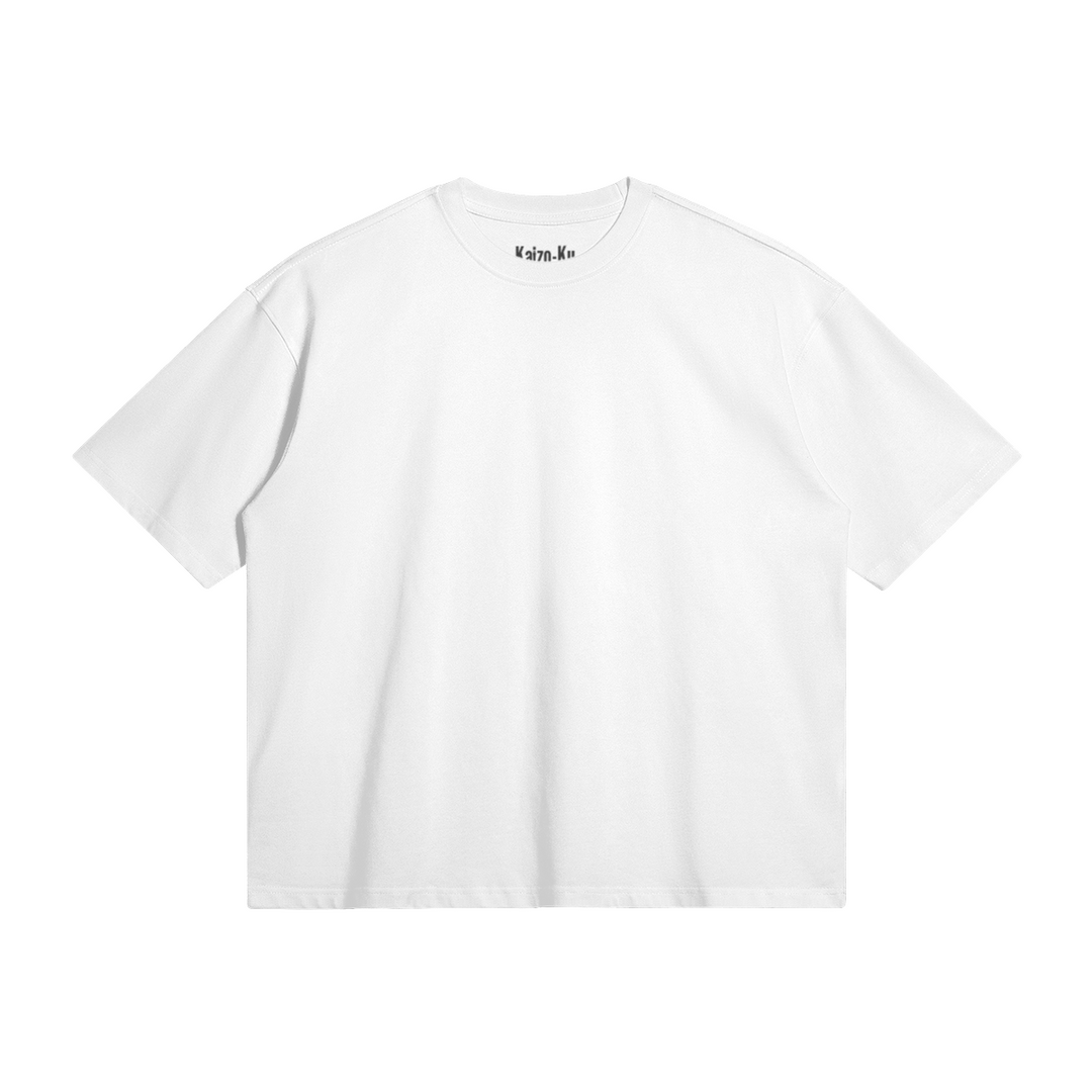 Front view of the Kitano x Kaizo-Ku white t-shirt, offering a minimalist design with subtle branding, perfect for gamers and streetwear enthusiasts.