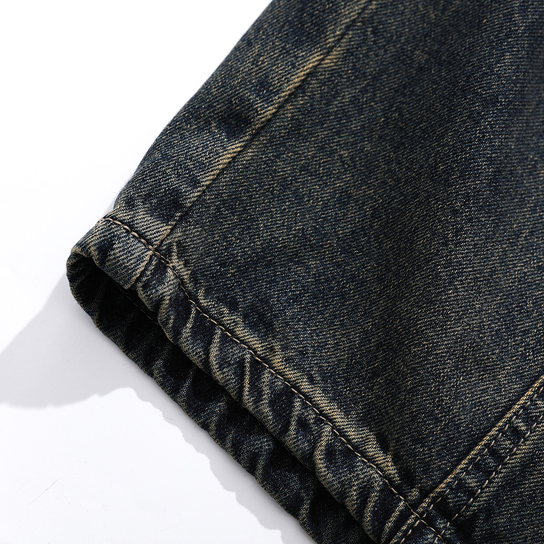 Vintage Washed Wide-Leg Cargo Denim Pants - Kaizo-Ku