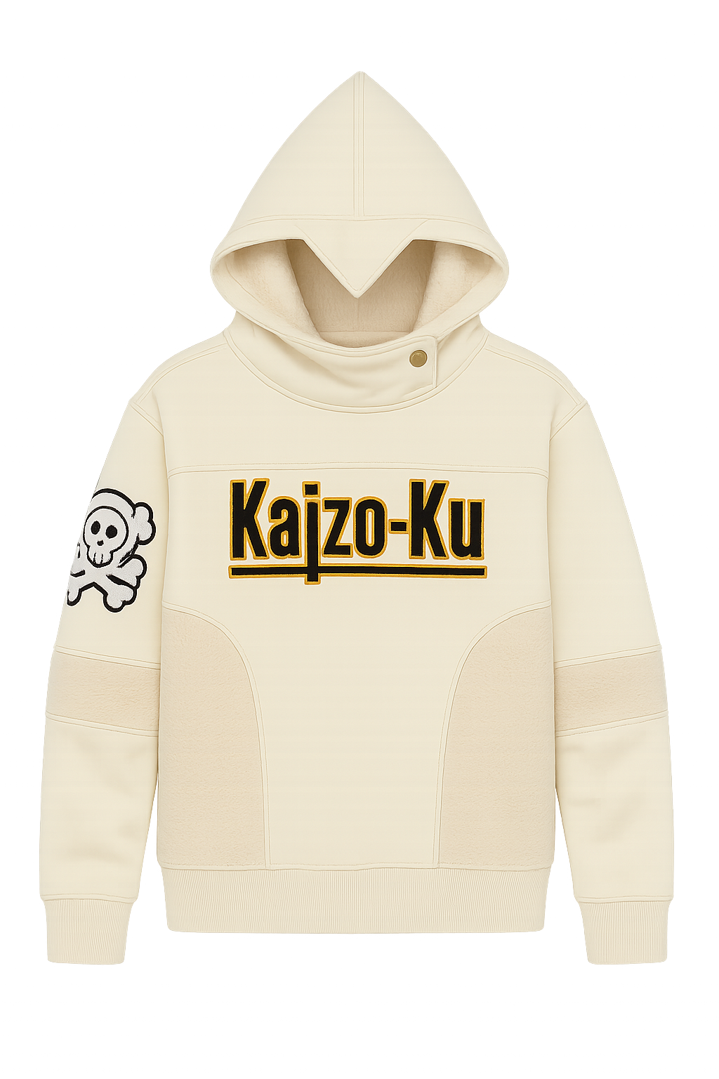 un sweat à capuche inspiré de Altaïr de Assassin's creed vu de face en flate view