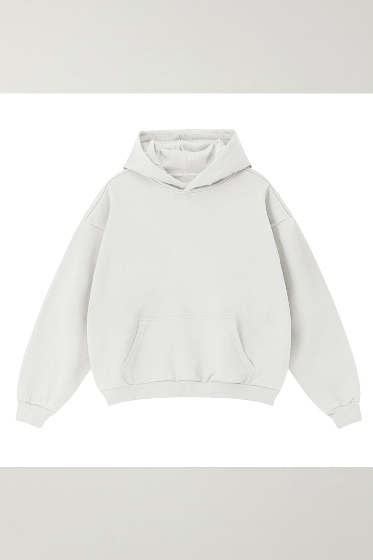 Hoodie blanc épuré en coton 100% avec impression One Piece exclusive dans le dos, version Standard.
