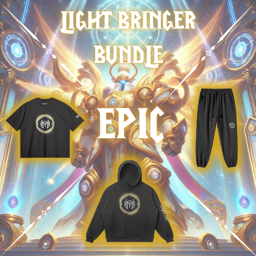 Le Light Bringer Epic Bundle – Un ensemble streetwear premium comprenant un t-shirt, un jogger et un hoodie oversized. Un must-have pour les gamers à la recherche de confort et de durabilité.