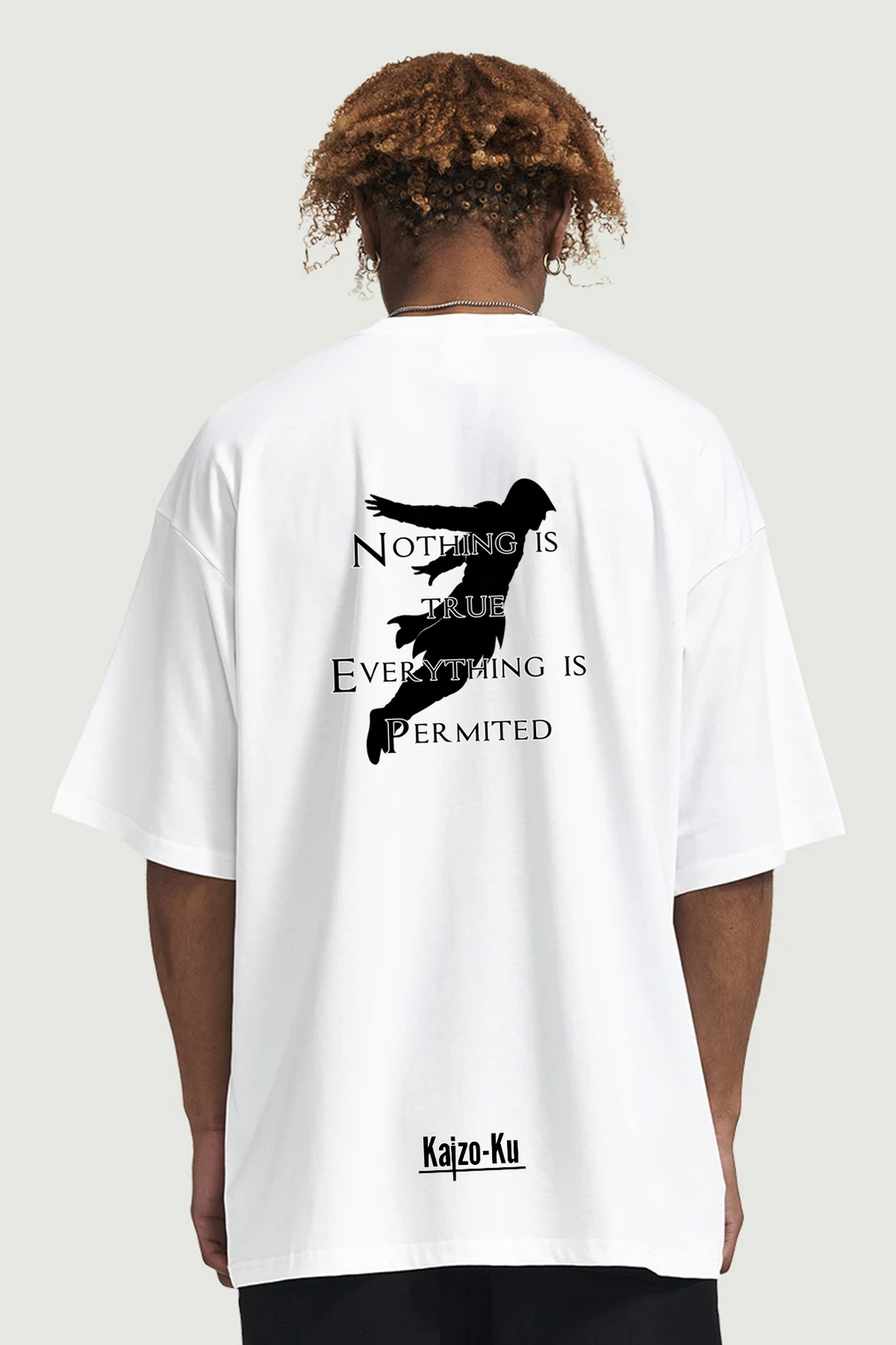 Dos du t-shirt blanc Kaizo-Ku, sans visuel visible, montrant la coupe oversize