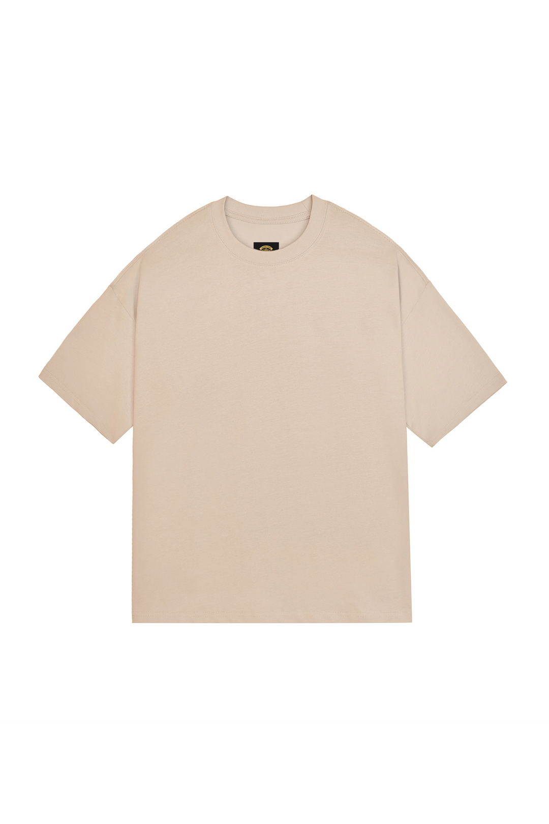 T-shirt beige oversize à plat, face unie sans imprimé, coton premium