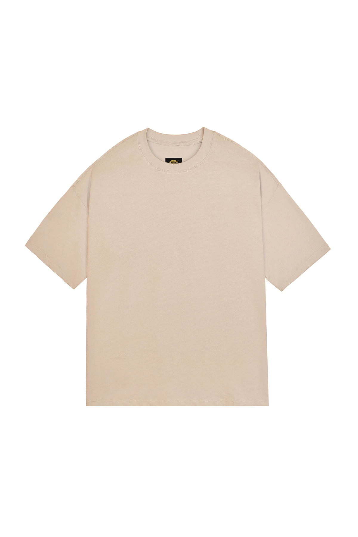 T-shirt beige oversize à plat, face unie sans imprimé, coton premium