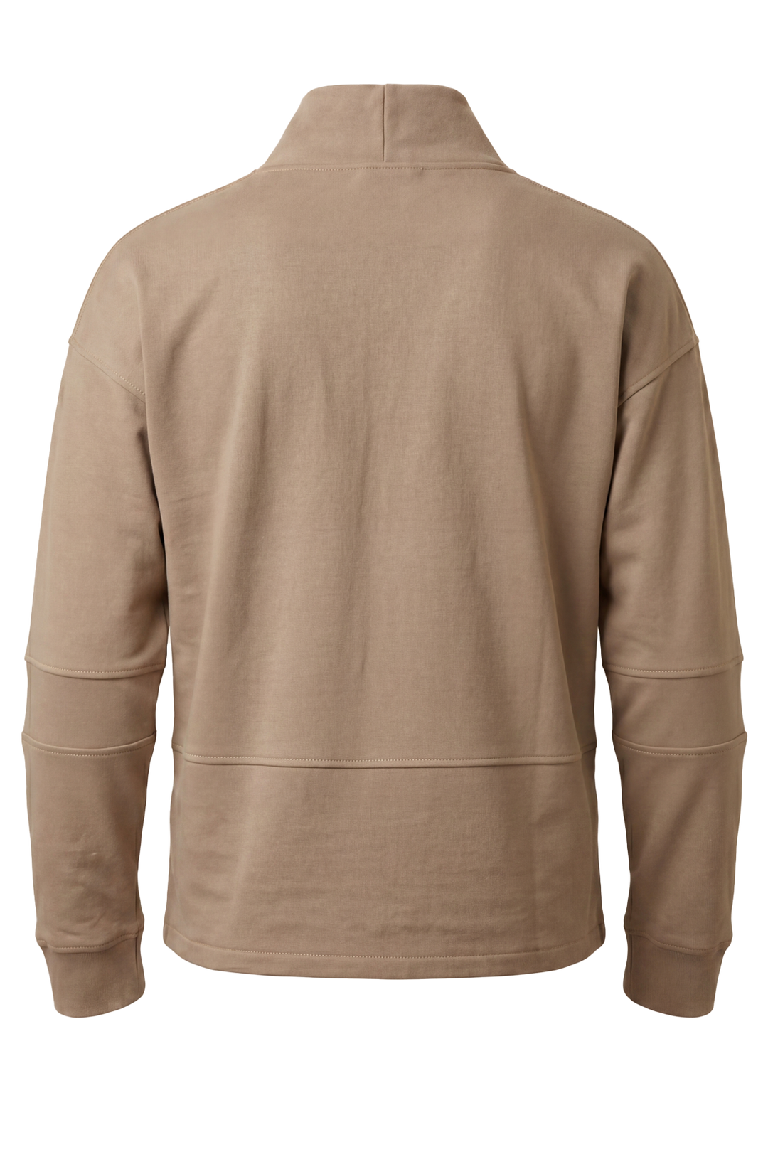 Vue dos du t-shirt manches longues style kimono beige, coupe fluide avec épaules larges et finition minimaliste