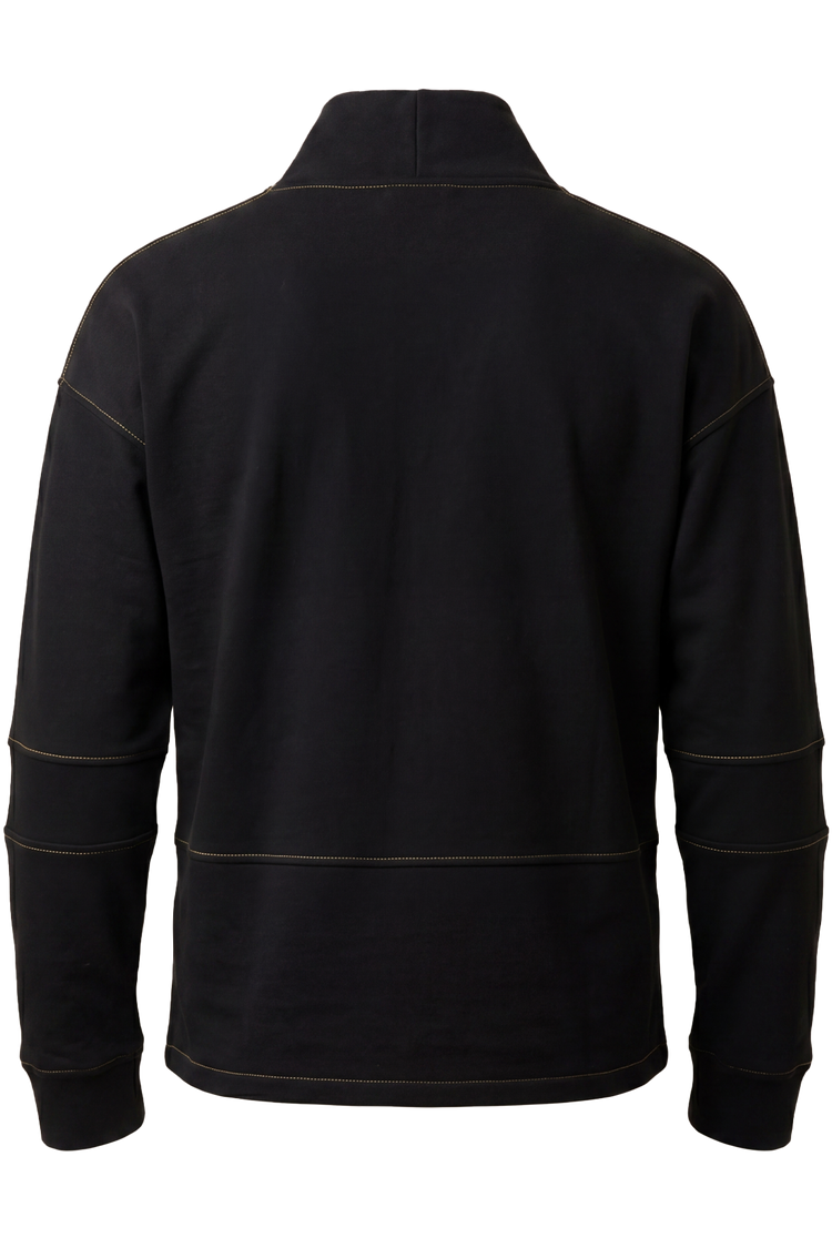 Vue dos du t-shirt manches longues noir style kimono avec coupe ample et structure moderne