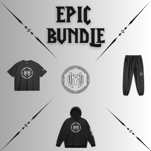 Le Maze Epic Bundle – Comprend un t-shirt oversized 280GSM, un jogger oversized black washed, et un hoodie premium avec capuche boutonnée, chacun arborant le logo simple de Maze Esports. Un ensemble premium pour les gamers et amateurs de mode urbaine élégante.