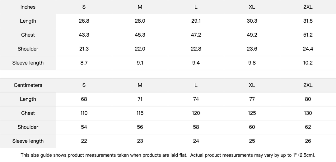 Size guide for the Barjoo_Tv Oversized T-shirt, providing detailed measurements for the perfect fit.