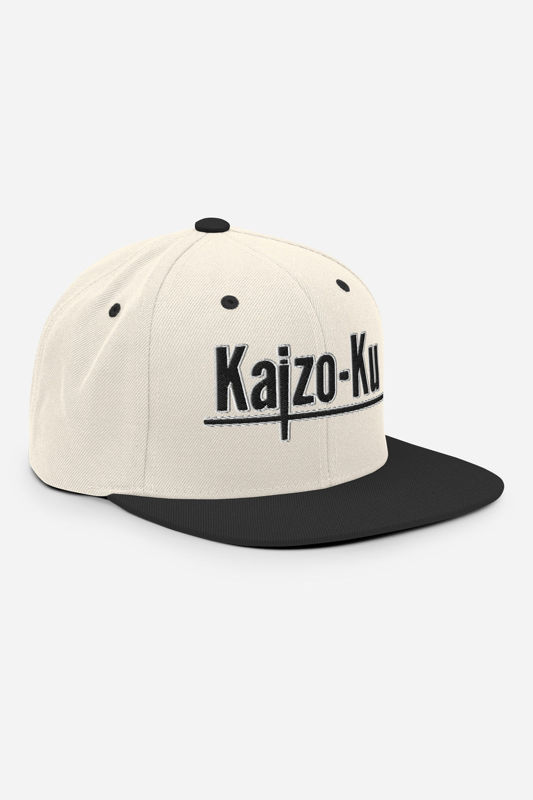 Right Side angle of the Kaizo-Ku Snapback Cap, highlighting the structured fit and smooth, high-quality fabric.