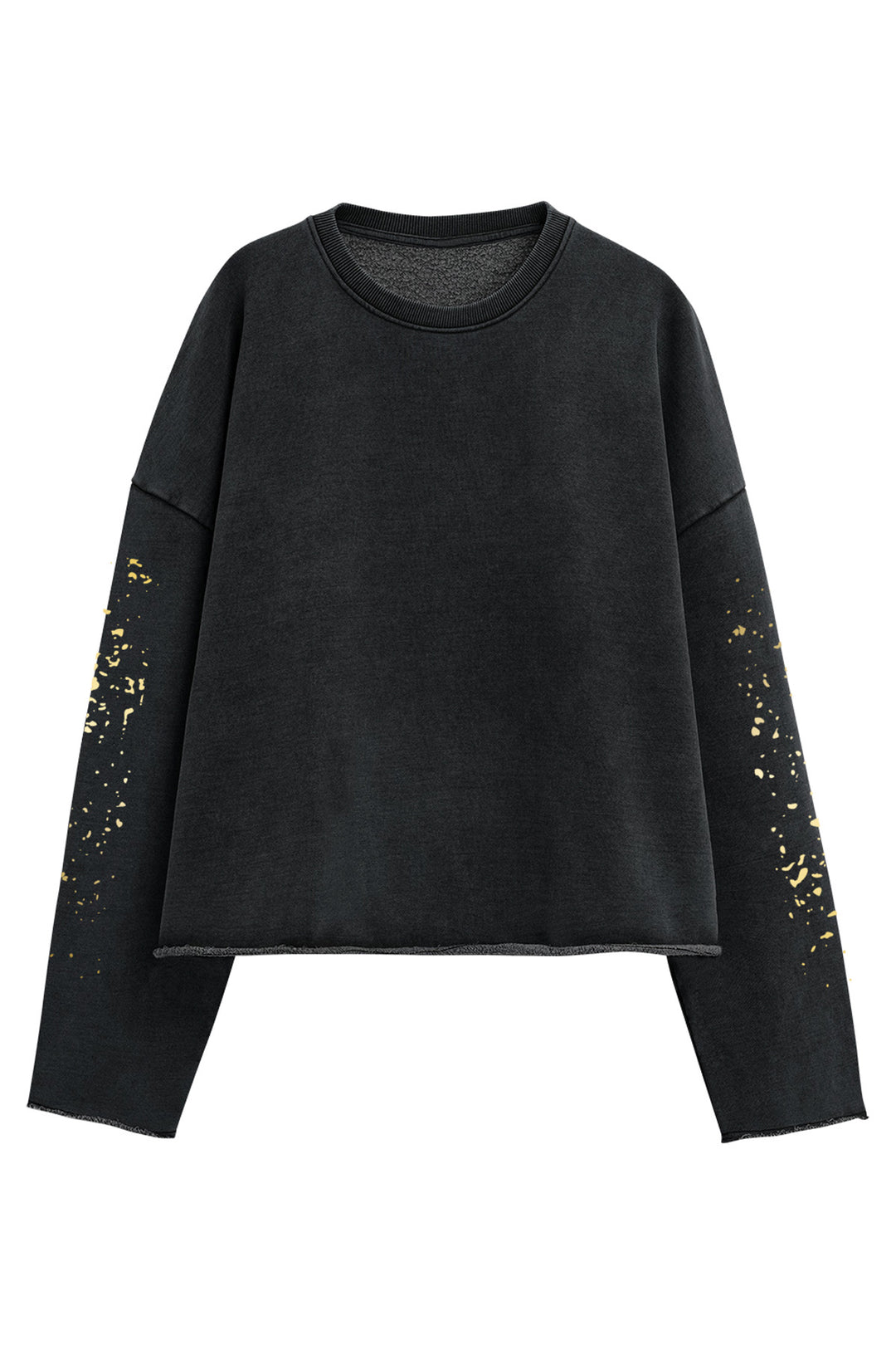 Front view of Kaizo-Ku oversized skull graphic sweatshirt, featuring bold gold splatter details for a unique streetwear style.