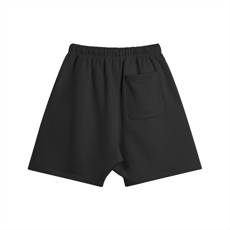 Back view of the Kaizo-Ku Oversized Moroccan-Inspired Shorts in black, designed for ultimate comfort and style.