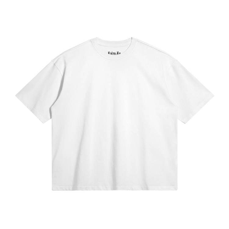 Front view of the Kitano x Kaizo-Ku white t-shirt, offering a minimalist design with subtle branding, perfect for gamers and streetwear enthusiasts.