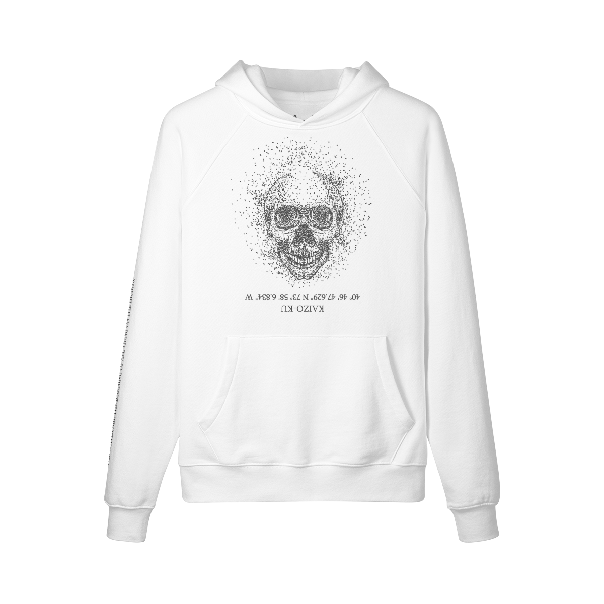 Front view of the New York Oversized Hoodie featuring a minimalist skull pattern.