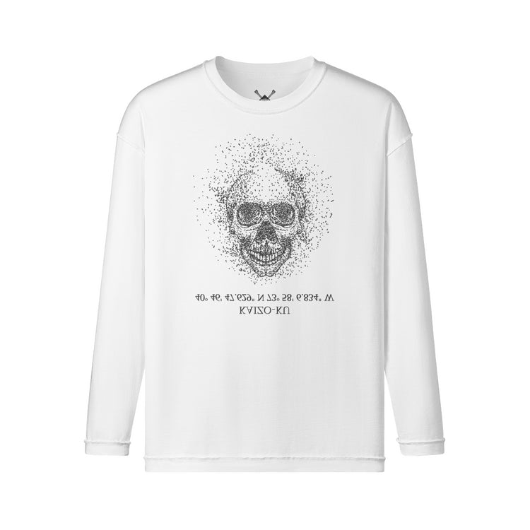 Front view of the New York Oversized Long Sleeves T-Shirt showcasing the unique skull design.