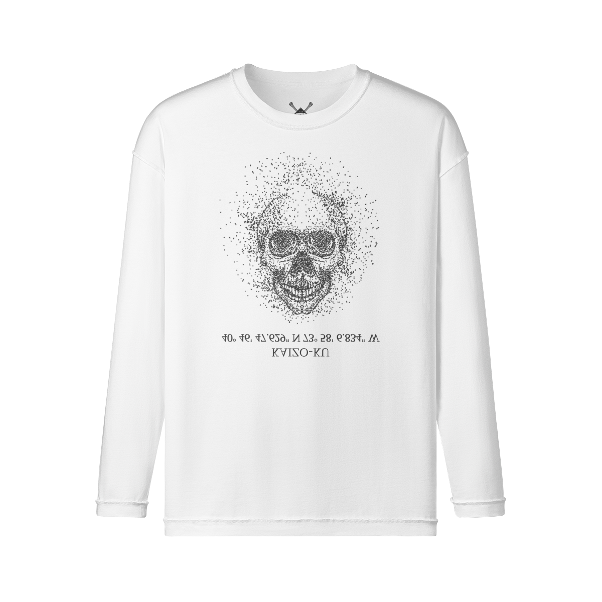 Front view of the New York Oversized Long Sleeves T-Shirt showcasing the unique skull design.