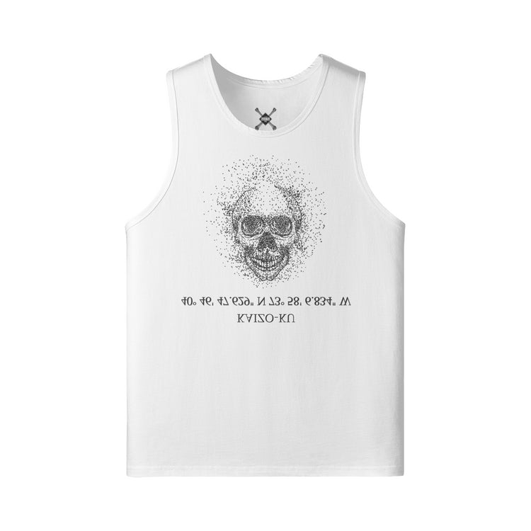 Front view of the oversized white New York Tank Top, embodying the luxury of street style.