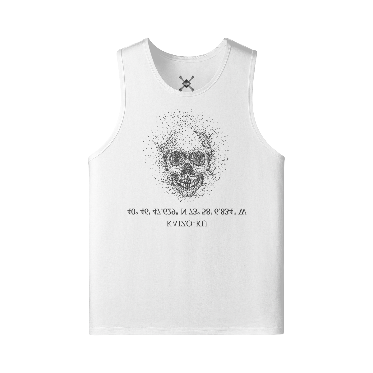 Front view of the oversized white New York Tank Top, embodying the luxury of street style.