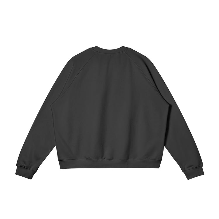 Back view of the Kaizo-Ku oversized sweatshirt in Black. Clean and oversized fit, designed for a relaxed, trendy look.