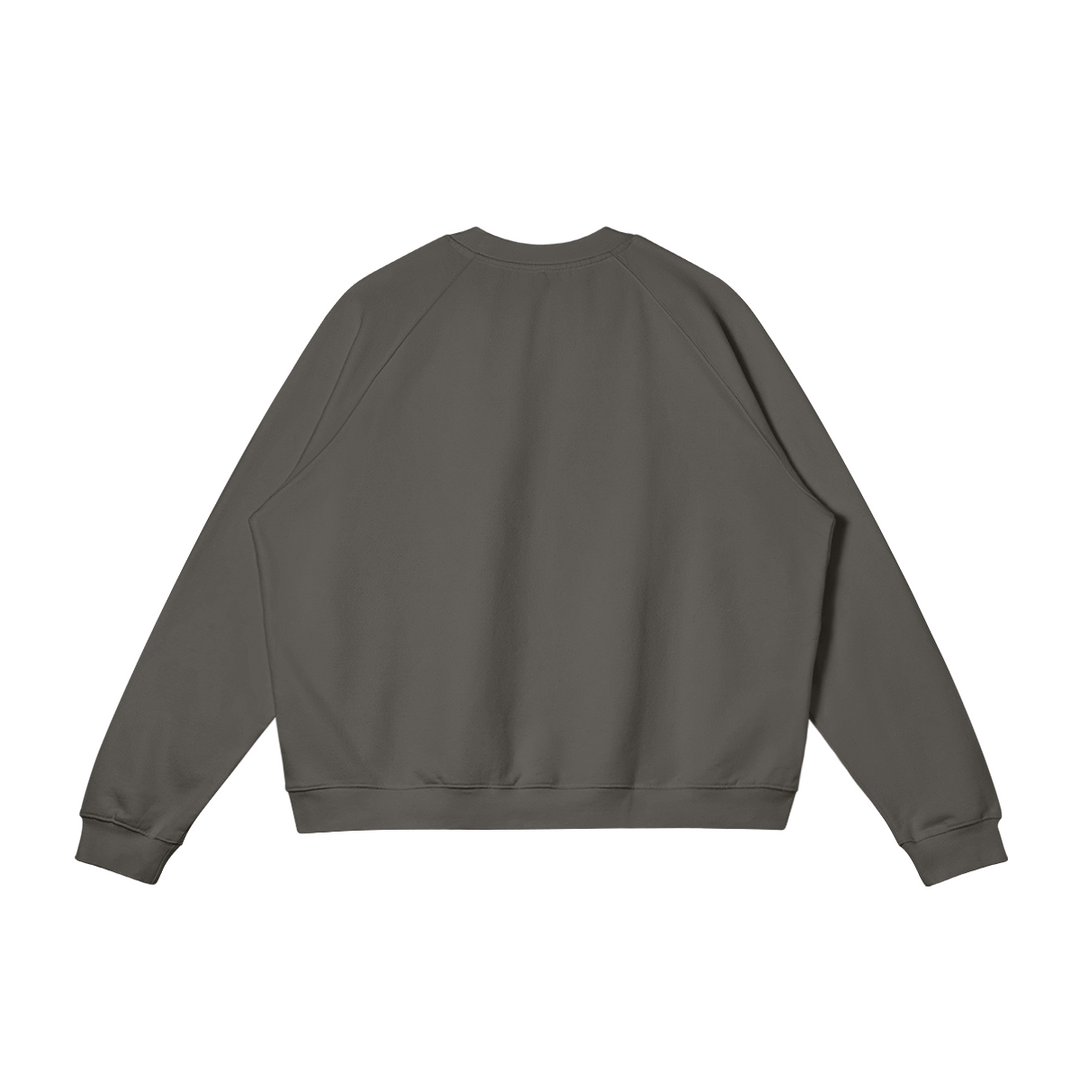 Back view of the Kaizo-Ku oversized sweatshirt in Charcoal Grey. Relaxed and oversized, perfect for layering during the colder months.