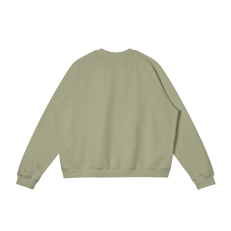 Back view of the Kaizo-Ku oversized sweatshirt in Matcha Green. Relaxed fit, ideal for those who appreciate comfortable, oversized streetwear.