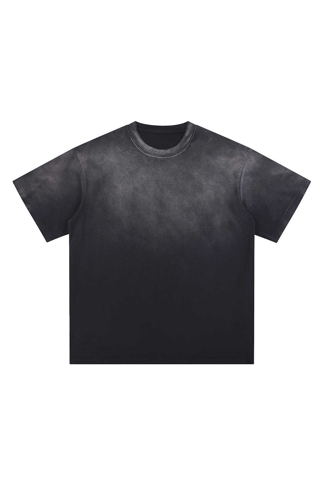 T-shirt noir oversize en coton épais, coupe ample, vu de face, sans visuel imprimé.