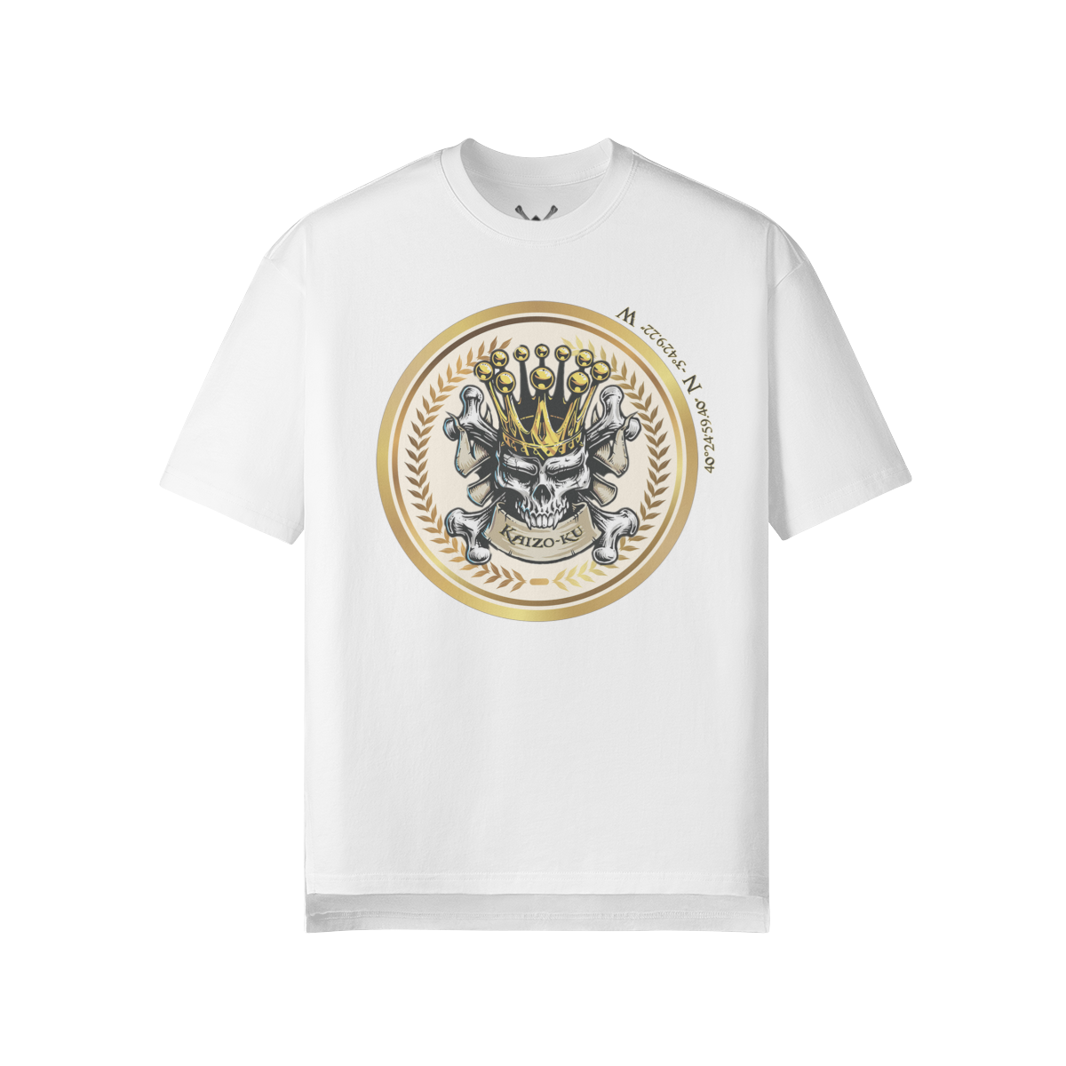 Wanderer Madrid T-Shirt showcasing the gold-crowned skull within a laurel circle.